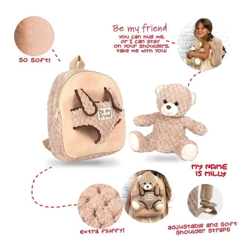 Perletti Milly Bear backpack with plush toy 26cm – 2