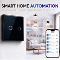 Qoltec 52712 Gudrā skārienjūga 2 atslēgu gaismas slēdzis | Wi-Fi | Taimeris | Tuya | Smart Life | Temperēts stikls | Melns