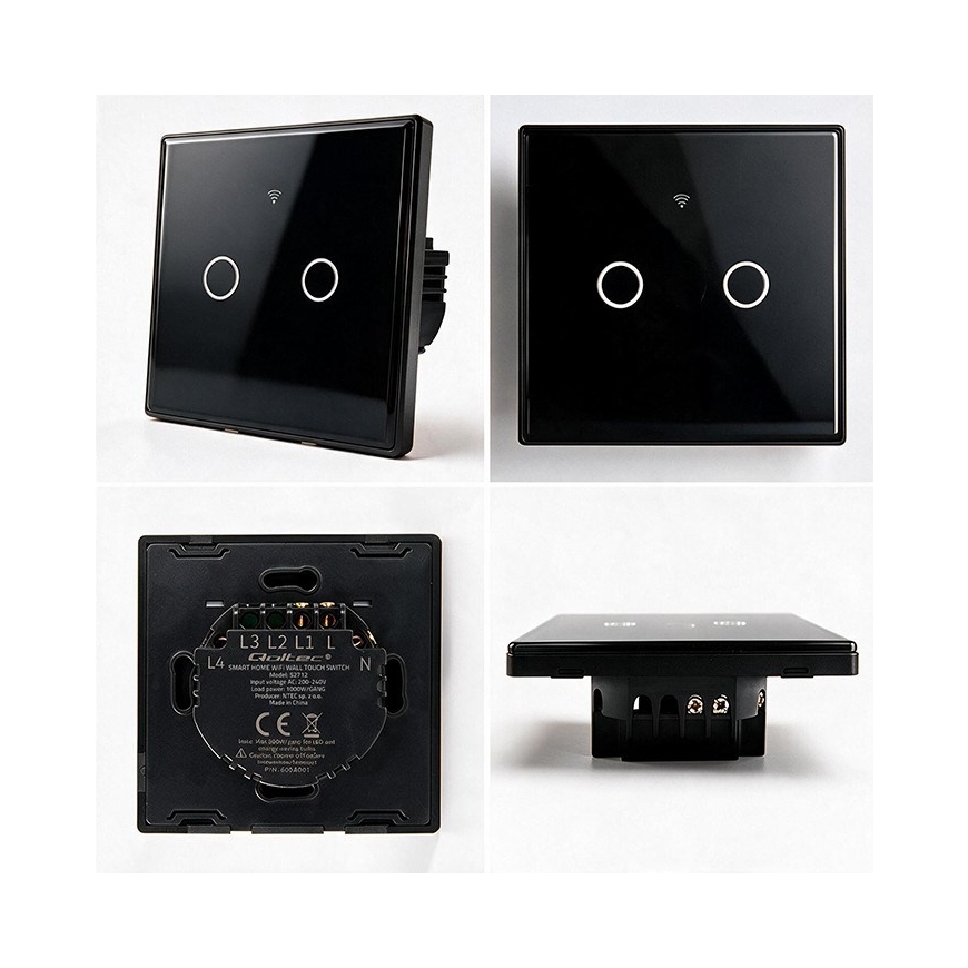 Qoltec 52712 Gudrā skārienjūga 2 atslēgu gaismas slēdzis | Wi-Fi | Taimeris | Tuya | Smart Life | Temperēts stikls | Melns – 5