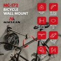 Maclean horizontāls sienas turētājs velosipēdiem, tērauds, maksimālā slodze 30 kg, regulējams leņķis, MC-172