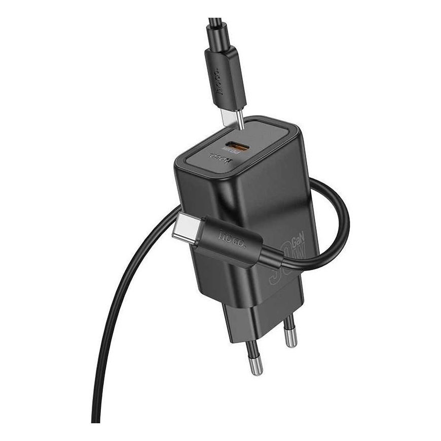 Hoco N62 30W GaN USB-C Charger + USB-C to USB-C cable 1.0m black – 2