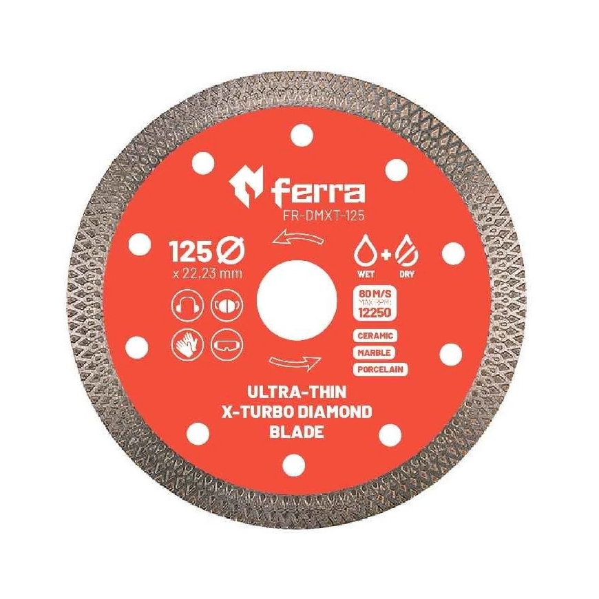 Ferra ultra-thin X-Turbo diamond disc for dry and wet cutting, Ø125mm