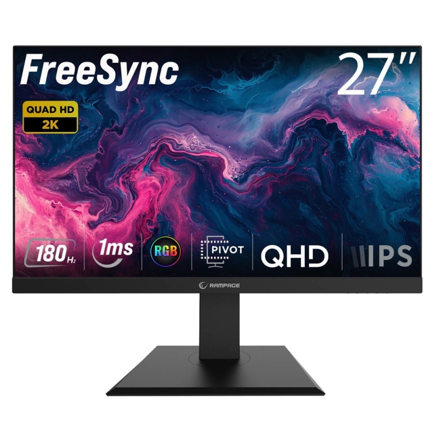 RAMPAGE MIRACLE 27-inch 180Hz 1ms QHD 2K Gaming Monitor – 4