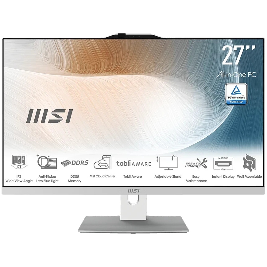 MSI Modern AM272P 1M-1428AT Kõik-ühes lauaarvuti valge 27" (68,6 cm) FHD displei, Intel Core 5 120U, 16GB DDR5 RAM, 512GB M.2 SS