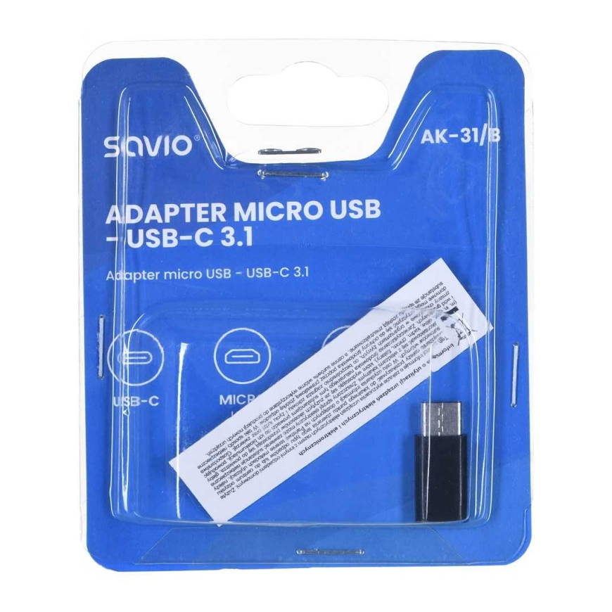 SAVIO Micro USB - USB Type-C adapter black – 2