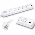Удлинитель TRACER Grid 5S Mobile Ready (5 розеток, выключатель, 1x USB A + 1x Type C, макс 20W, белый&серый)