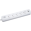 Удлинитель TRACER Grid 5S Mobile Ready (5 розеток, выключатель, 1x USB A + 1x Type C, макс 20W, белый&серый)