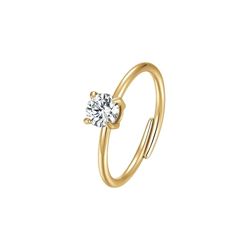 Luca Barra Adjustable Gold-Plated Ring with Zirconia ANK603