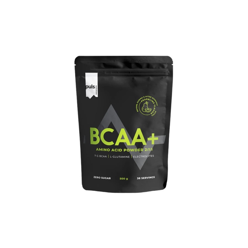 Puls Nutrition BCAA+ aminohappojauhe, päärynä-lime, 500 g