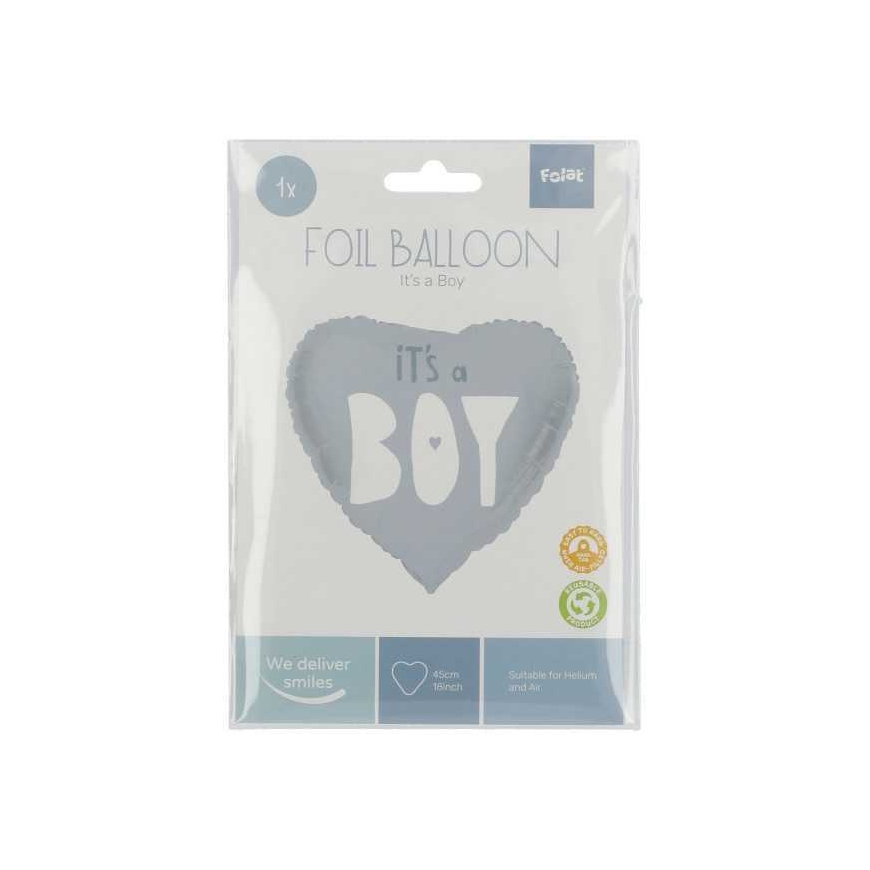 Folat Foil-ilmapallo Sydämen muotoinen "Se on Poika" 45 cm