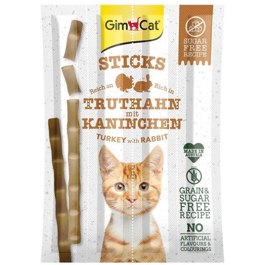 GIMCAT Палочки индейка и кролик - лакомство для кошек - 4шт