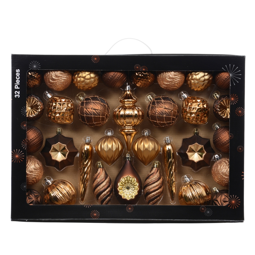 Decoris saskrūstošas Ziemassvētku eglītes rotas, toffee, 32 gab – 2
