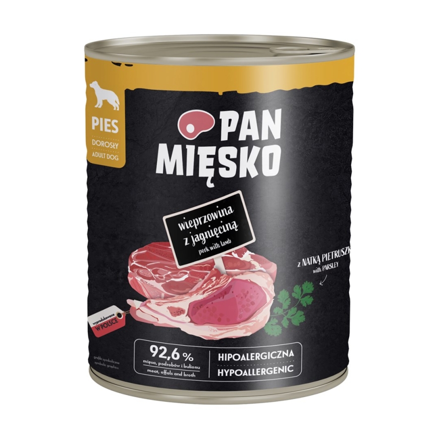 PAN MIĘSKO Свинина с бараниной - влажный корм для собак - 800г