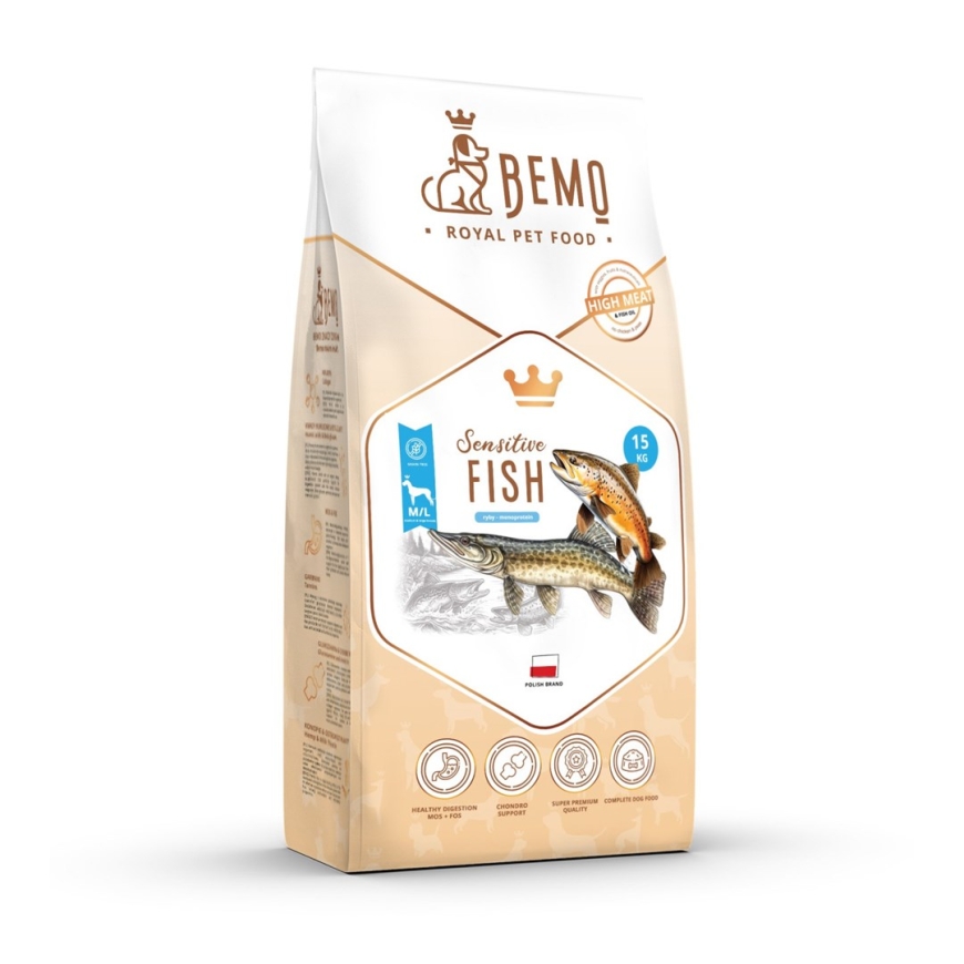 BEMO Sensitive Fish Medium/Large Mono - сухой корм для собак - 15кг