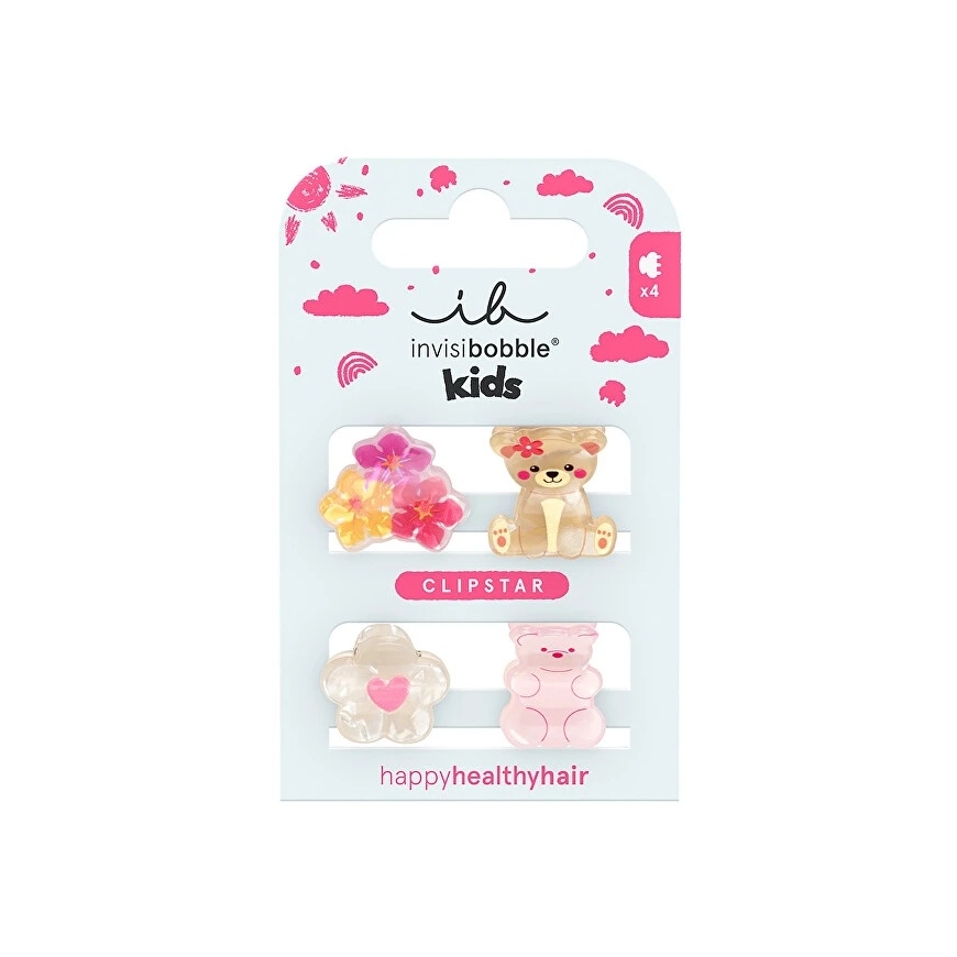Invisibobble Clipstar Kids Bearly Bloomed Mati klipi 4 gab.