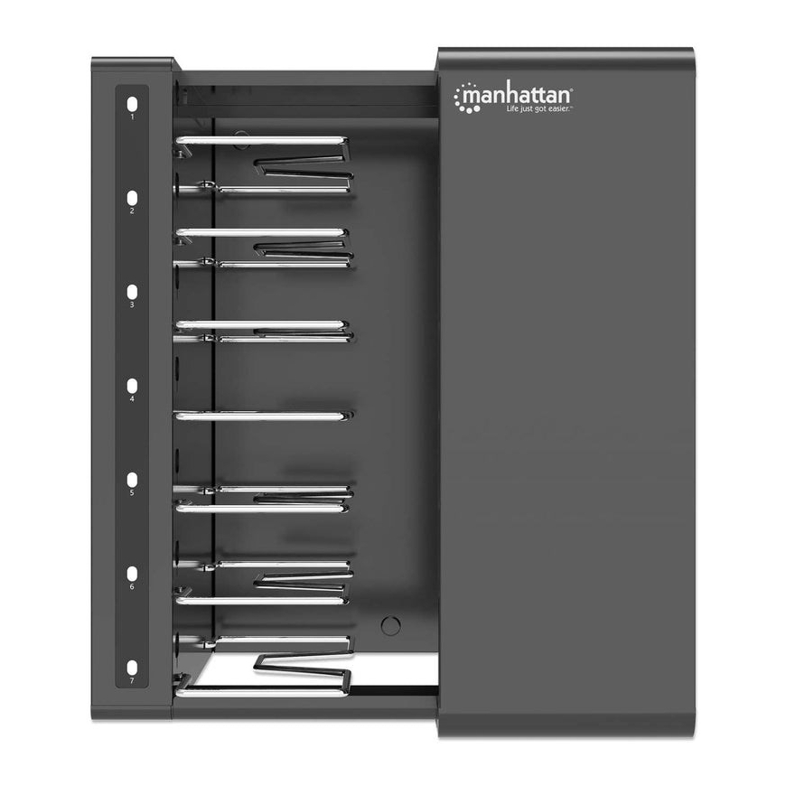 Manhattan-kannettava latauskaappi pöydällä USB-C:llä 16" 7-lokeroa USB-C 65W, yhteensopiva USB-C kannettavien (jopa 16"), iPadie – 3