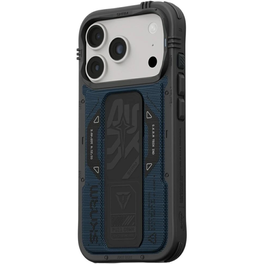 Dėklas Skinarma Phantom MagSafe + Grip Stand, skirtas iPhone 18 Pro / 17 Pro, mėlynas – 4