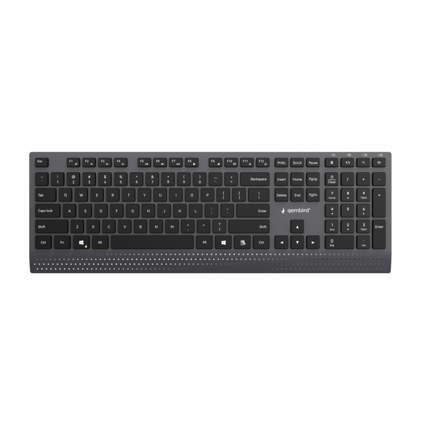 Gembird KB-MCH-06 Slim johdoton monimedia näppäimistö Type-C-adapterilla, US-asettelu, musta
