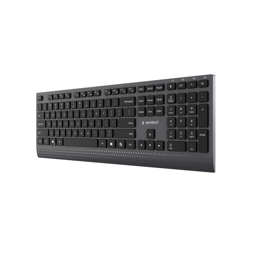 Gembird KB-MCH-06 Slim johdoton monimedia näppäimistö Type-C-adapterilla, US-asettelu, musta – 4