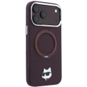 Karl Lagerfeldi ümbrik 360° rõngas-seis Choupette Head Pin MagSafe jaoks iPhone 18 Pro / 17 Pro, burgundia värv.