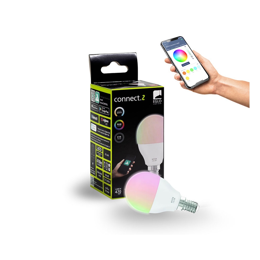 Eglo Connect.z gudra spuldze, E14, P45, RGB+CCT, 4.9 W, 530 lm, opāla, 1 gab. – 4