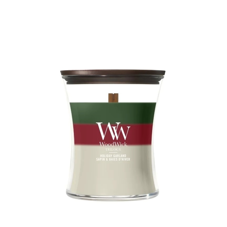 Aromātiskā svece, vidēja WOODWICK Holiday Garland 275 g, 1 gab.