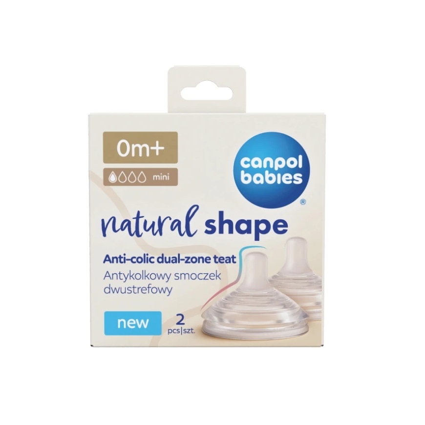 CANPOL BABIES lutipudeli NATURAL SHAPE kolikavastane, väga aeglane vool, 0m+, 2 tk, 21/750