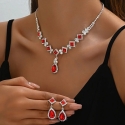 Eternal Jewelry Set with Red Crystals (Necklace, Earrings)