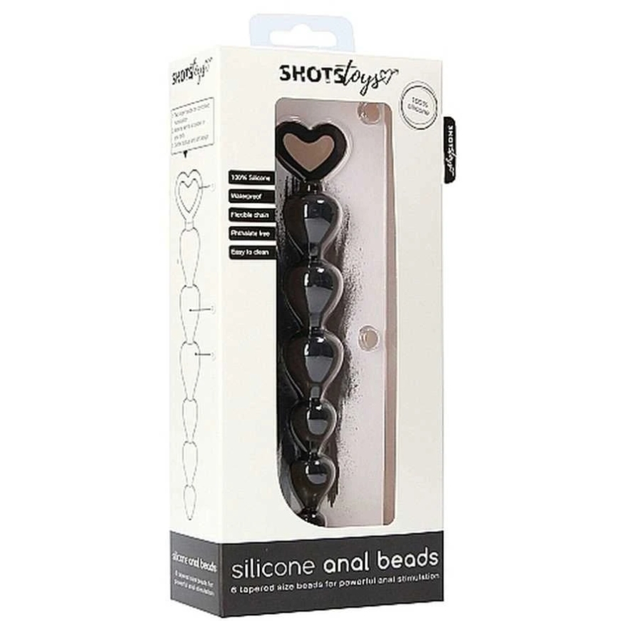 ShotsToys Силиконовые анальные бусины Черная пробка 17,5 см