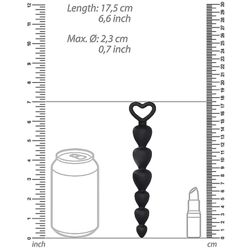 ShotsToys Silikoninen anaalihelmi Musta pistoke 17,5 cm – 2