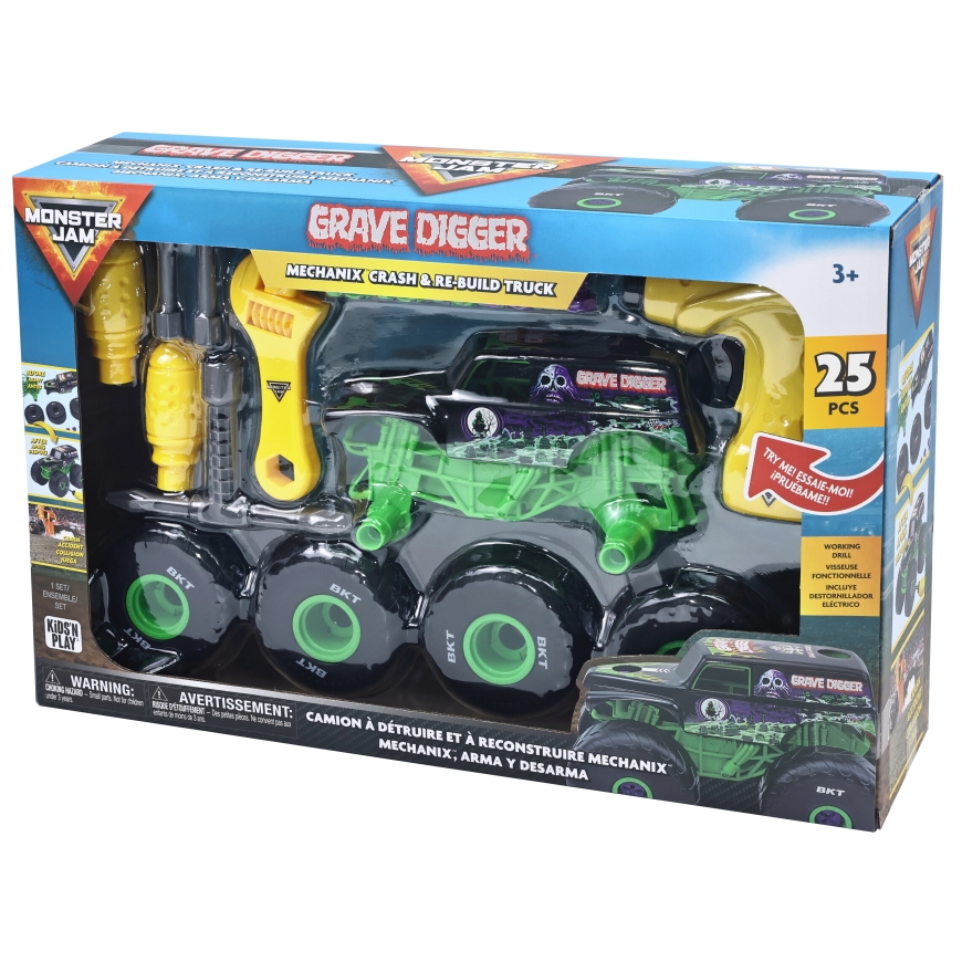 Monster Jam Mechanix 1:18 Grave Digger kokoamisauto – 2