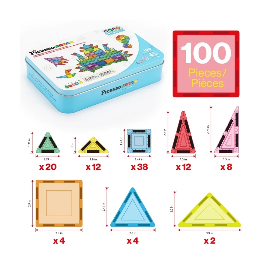 PICASSO TILES Magnetic constructor Construction set with Pencil box 100 pcs., PN04 – 2