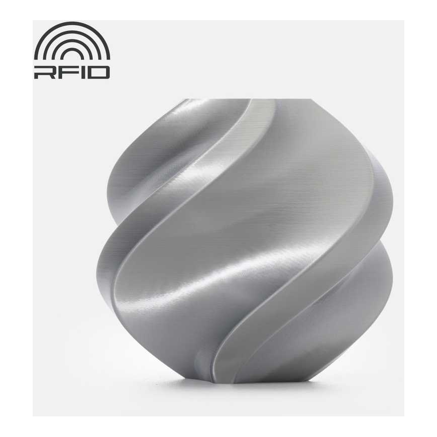 3D Plastic – PLA Silk+ Silver Filament Refill | 1.75mm, 1kg | Bambu Lab