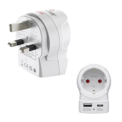 Hama EU to UK power plug adapter Type G (UK) Type C (Europlug)+Type F White