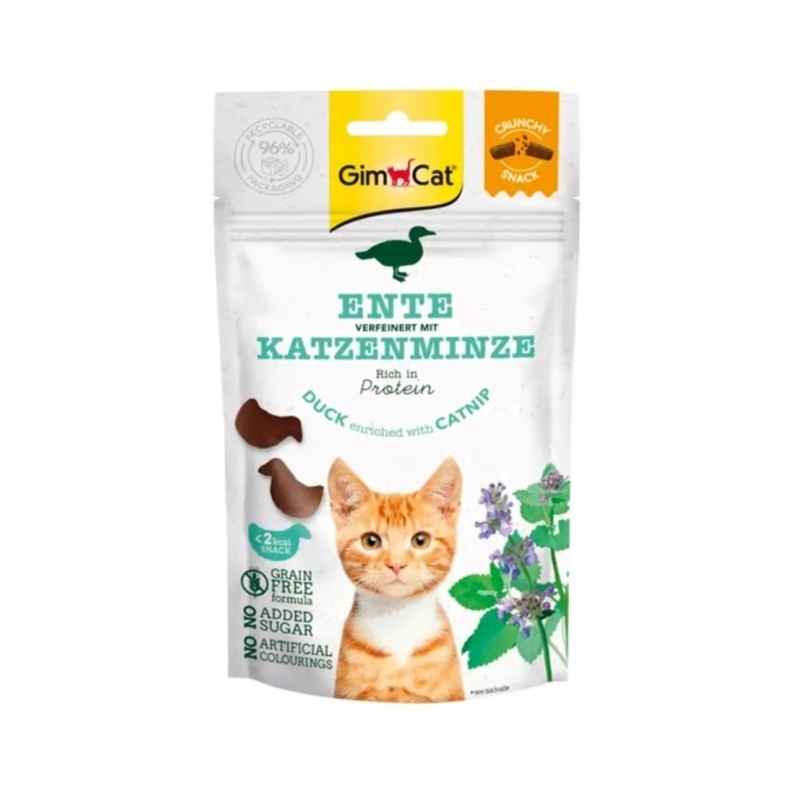 GIMCAT Traškučiai užkandžiai su antis ir katžole – kačių skanėstas – 50g