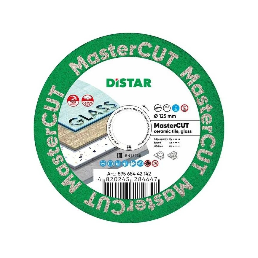 Диск для резки стекла, керамической плитки, каменной массы Distar 125mm MasterCUT с алмазным покрытием