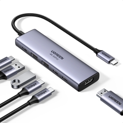 Ugreen USB-C Hub 6-in-1 HDMI - 2x USB-A 3.2 - 2x USB-C 3.2 - PD Dokkimine Dokk Hall