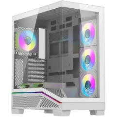 Kompiuterio Korpusas - DarkFlash K430 | ATX | 6 Ventiliatoriai | USB-C | Balta