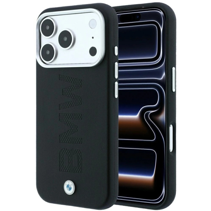 BMW Sign Deboss Quilted Metal Logo MagSafe Case for iPhone 18 Pro Max - Dark Gray