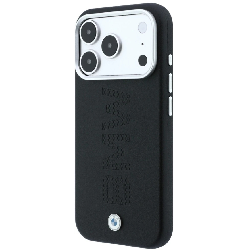 BMW Sign Deboss Quilted Metal Logo MagSafe vāciņš iPhone 18 Pro Max - tumši pelēks – 2