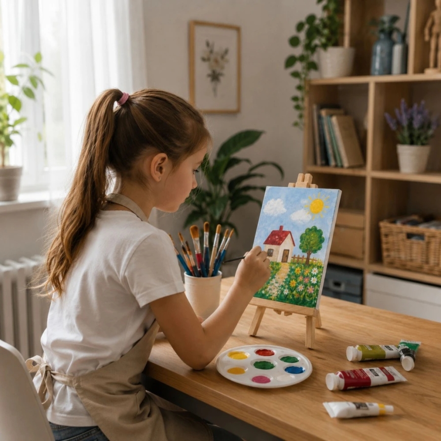 Lean Painting Set with Easel, 12 Canvases and 24 Acrylic Paints – 4