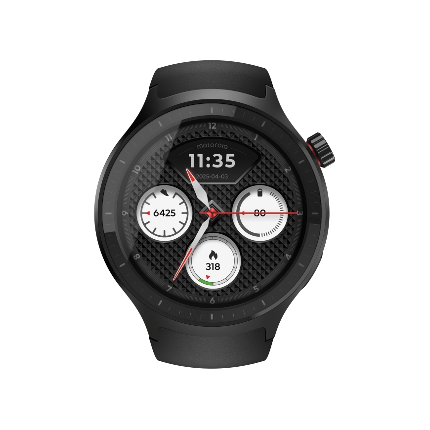 Motorola Moto Watch 3,63 cm (1.43") OLED 47 mm Skaitmeninis Lietimui jautrus ekranas Juoda GPS (paly
