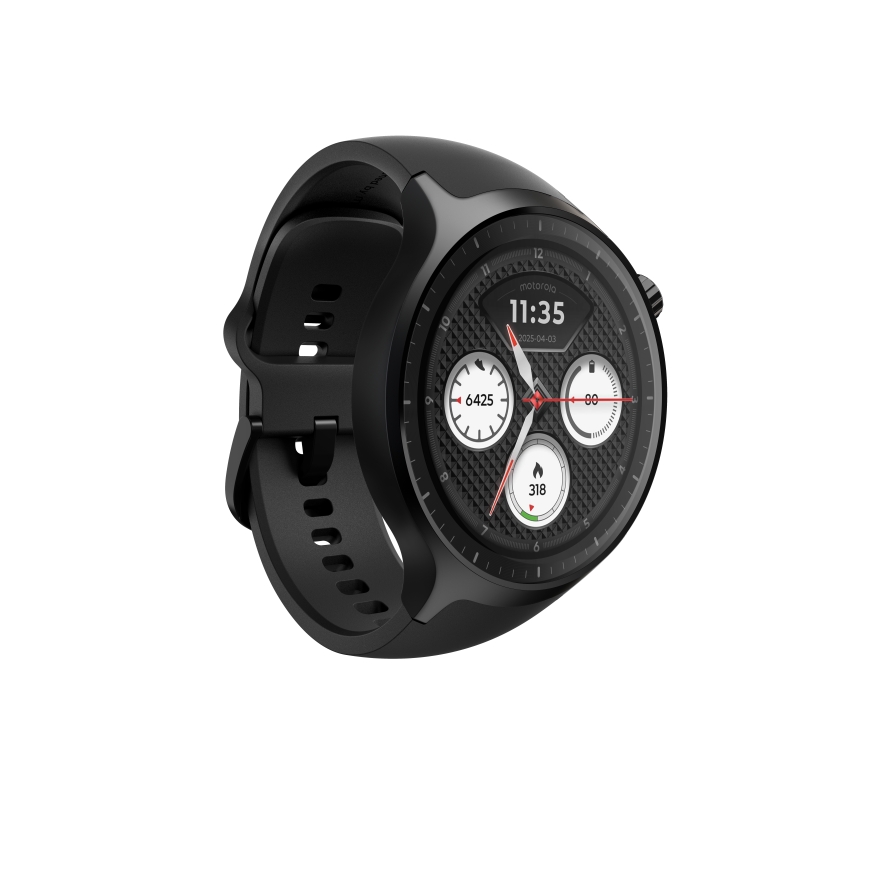 Motorola Moto Watch 3,63 cm (1.43") OLED 47 mm Skaitmeninis Lietimui jautrus ekranas Juoda GPS (paly – 2