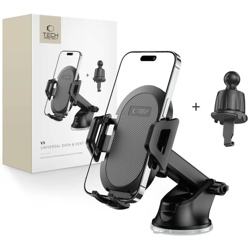Tech-Protect V5 auton puhelinteline ohjaamoon / ilmanvaihtoon - musta – 2