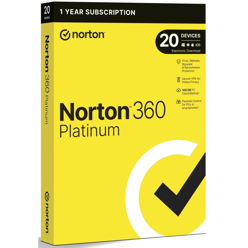 NORTON 360 Platinum 100GB Virustorjunta 20PC 1Vuosi