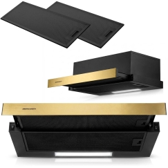 Telescopic 60 cm under-cabinet kitchen hood Berdsen BE-60-LW in black and gold colors