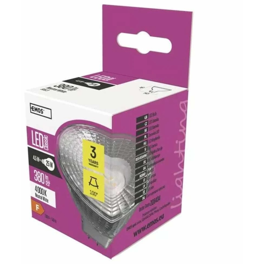 LED Bulb GU5.3 (MR16) 12V 4.5W 400lm, neutral white, EMOS – 2