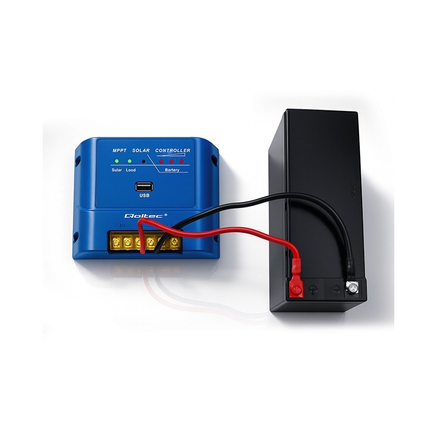Qoltec 53671 Solar MPPT 15A laadimiskontroller DC tarbijate toitmiseks ja akude laadimiseks 12V / 24V | LiFePO4 – 4