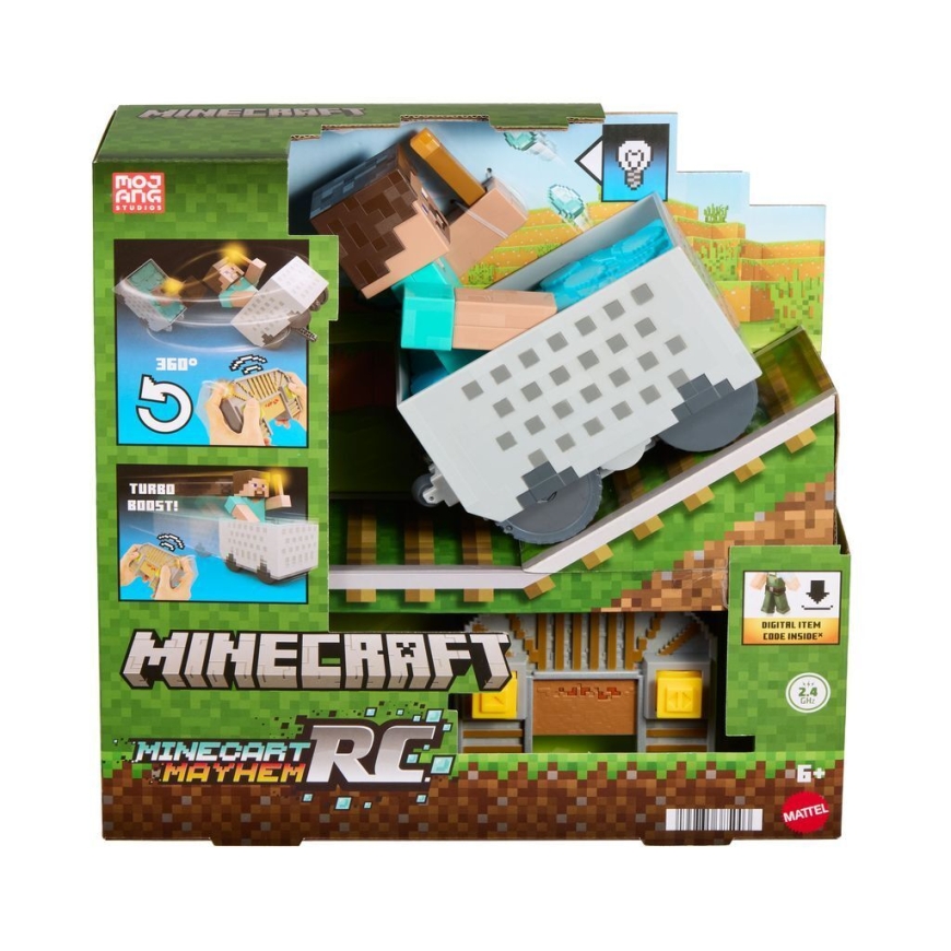 Minecraft Steve ja kaivoskärry, kauko-ohjattava leikkisetti