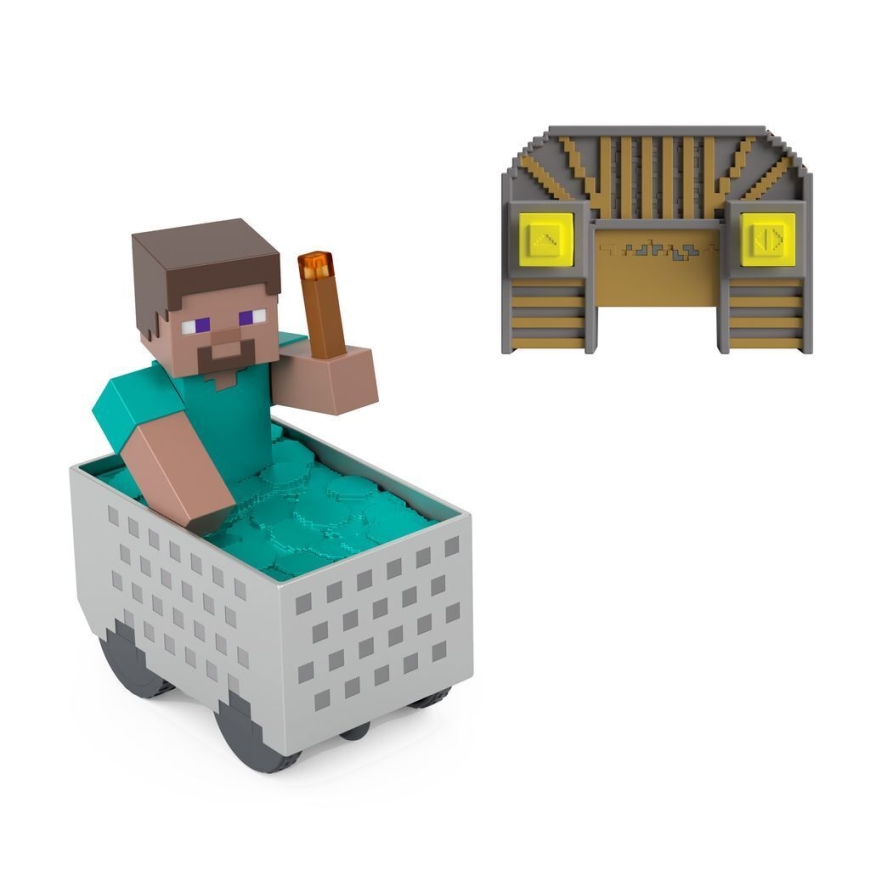 Minecraft Steve ja kaevanduskäru, puldiga mänguhari – 3